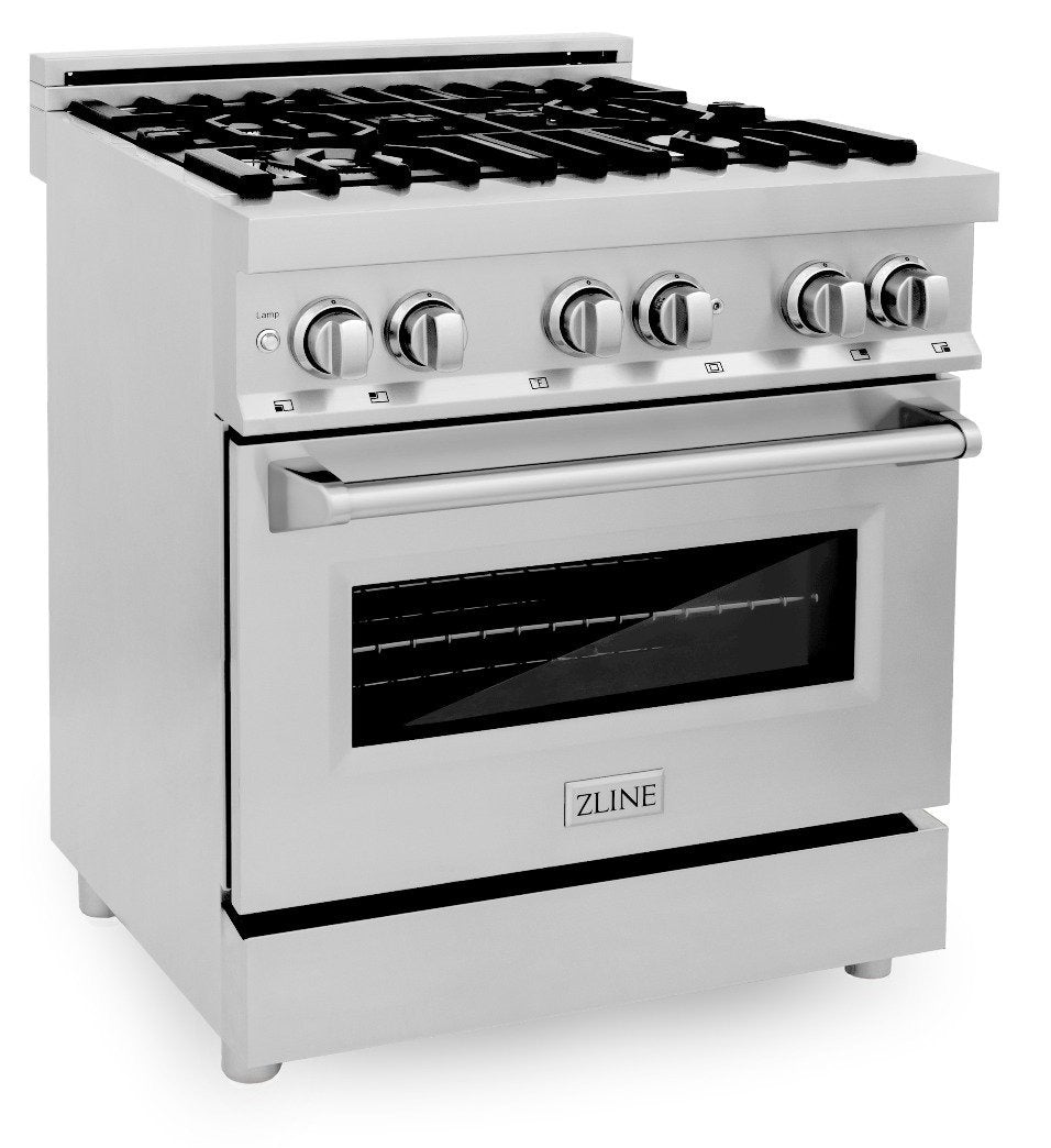 ZLINE Kitchen and Bath 30-Inch Professional Dual Fuel Range with Gas Cooktop and Electric Oven in Stainless Steel (RA30)