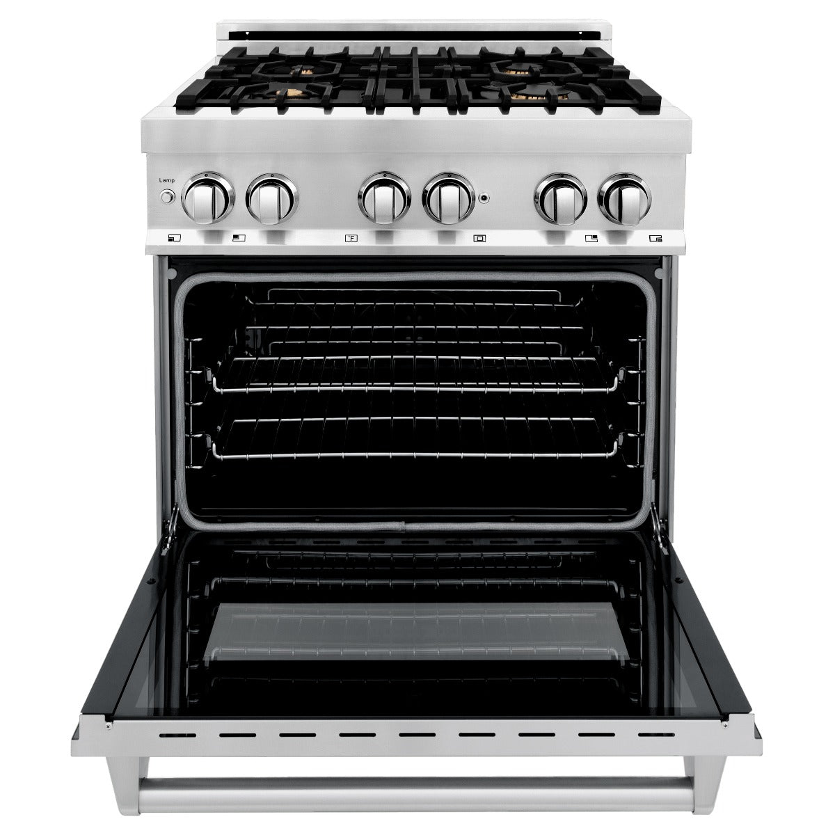 ZLINE 30" Dual Fuel Range with Gas Cooktop and Electric Oven, Stainless Steel with Brass Burners (RA-BR-30)
