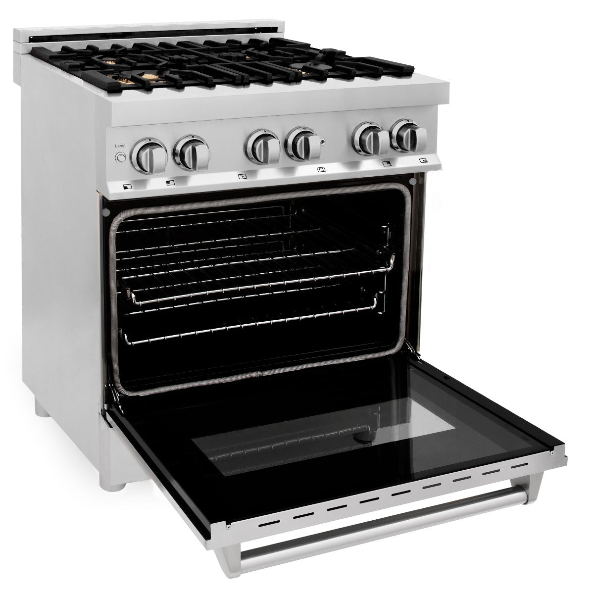 ZLINE 30" Dual Fuel Range with Gas Cooktop and Electric Oven, Stainless Steel with Brass Burners (RA-BR-30)