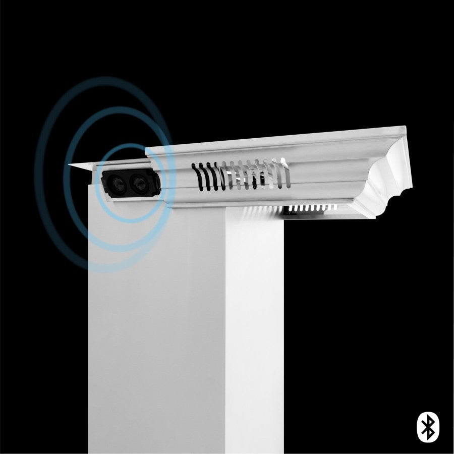 ZLINE 60 in. Wall Mount Range Hood Stainless Steel 400 CFM CrownSound® Bluetooth Speakers (697CRN-BT-60)