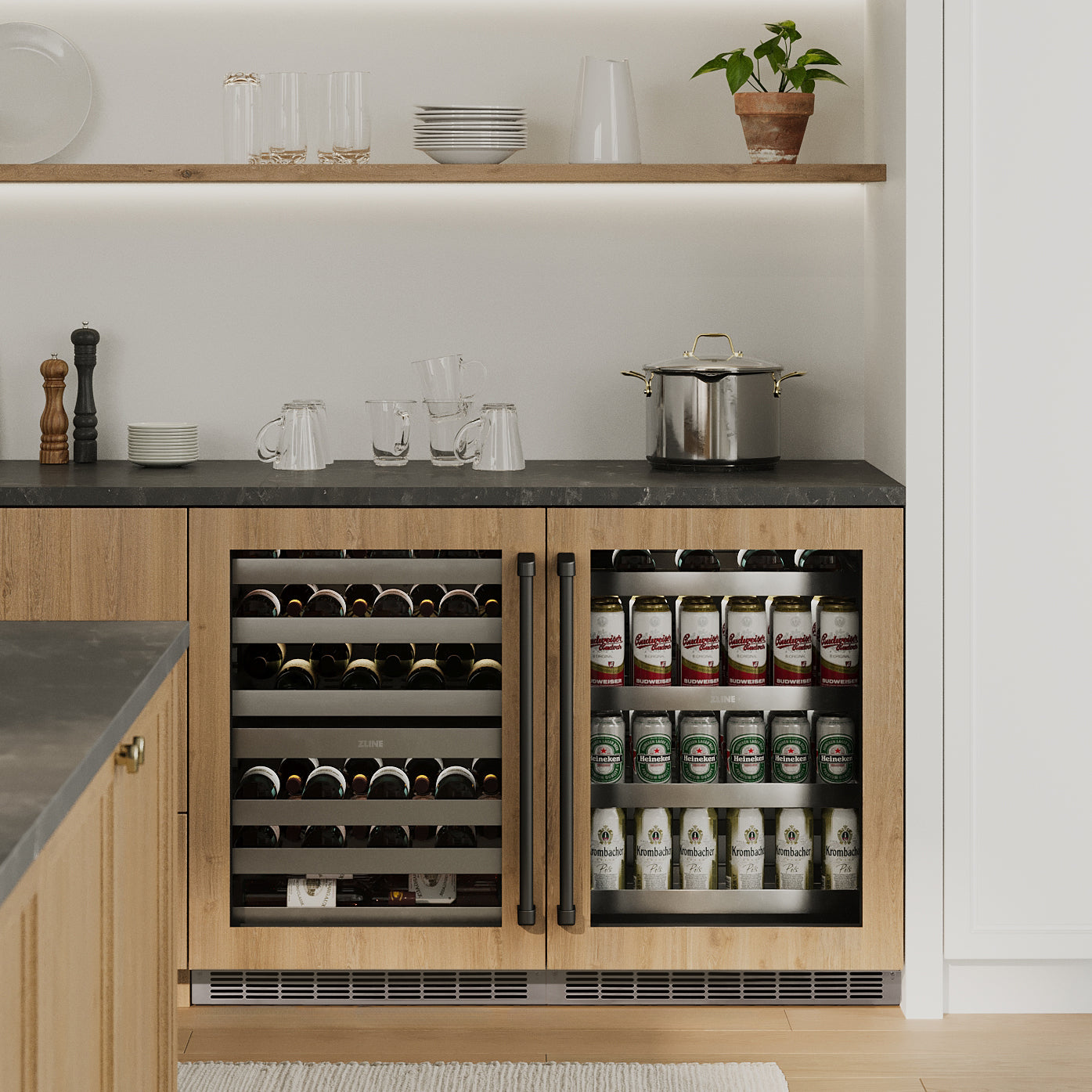ZLINE Autograph 24" Touchstone Dual Zone 44 Bottle Wine Cooler with Panel Ready Glass Door and Matte Black Handle,  RWDPOZ-24-MB