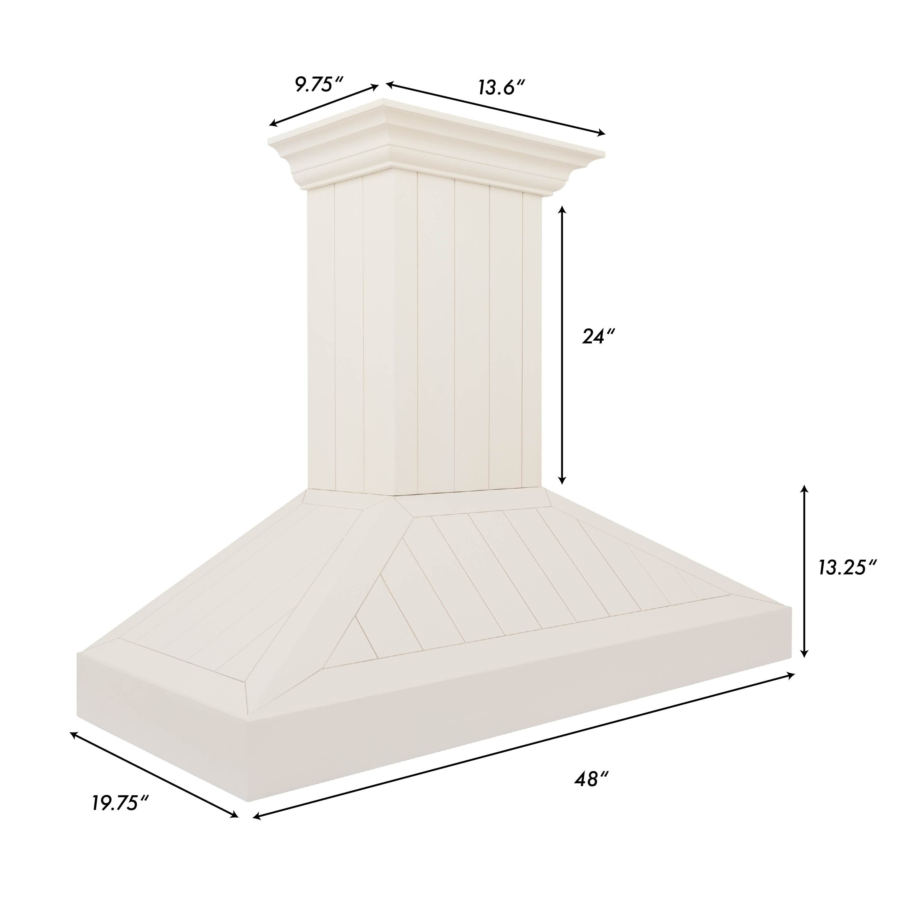 ZLINE 48 in. Wall Mount Range Hood Wooden White Finish Kitchen Vent Hood (KPTT-48)