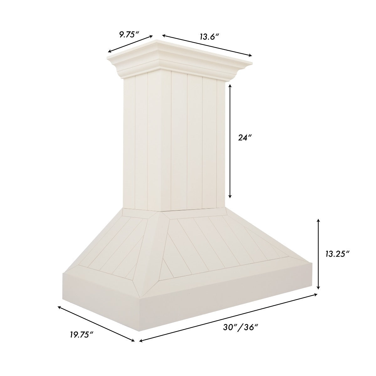 ZLINE 36 in. Wall Mount Range Hood, Wooden White Finish (KPTT-36)