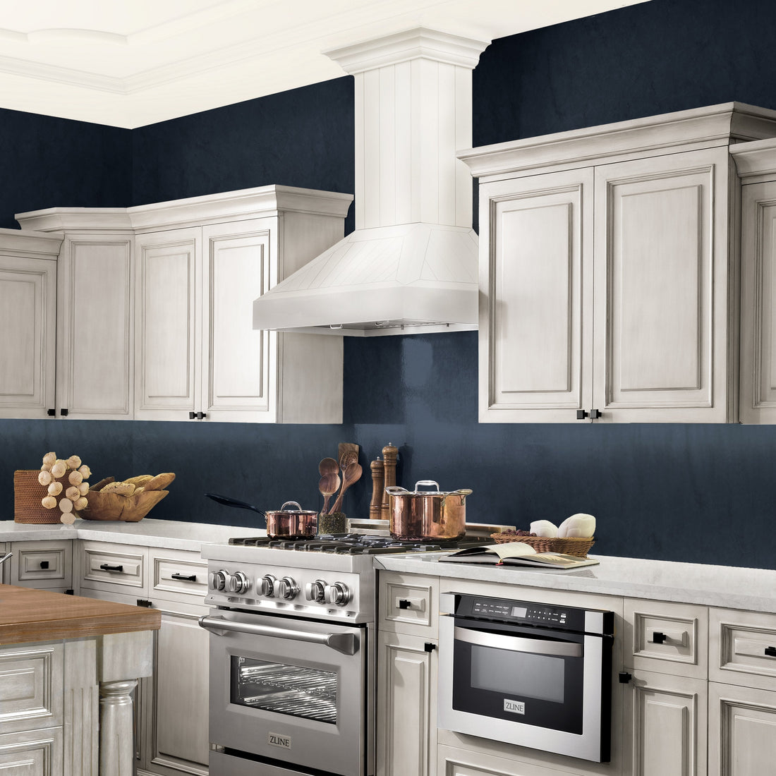 ZLINE 48 in. Wall Mount Range Hood Wooden White Finish Kitchen Vent Hood (KPTT-48)