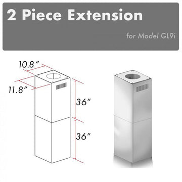 ZLINE 36 in. Range Hood Chimney Extension Kit for 10–12 ft Ceilings Stainless Steel (2PCEXT-GL9i)