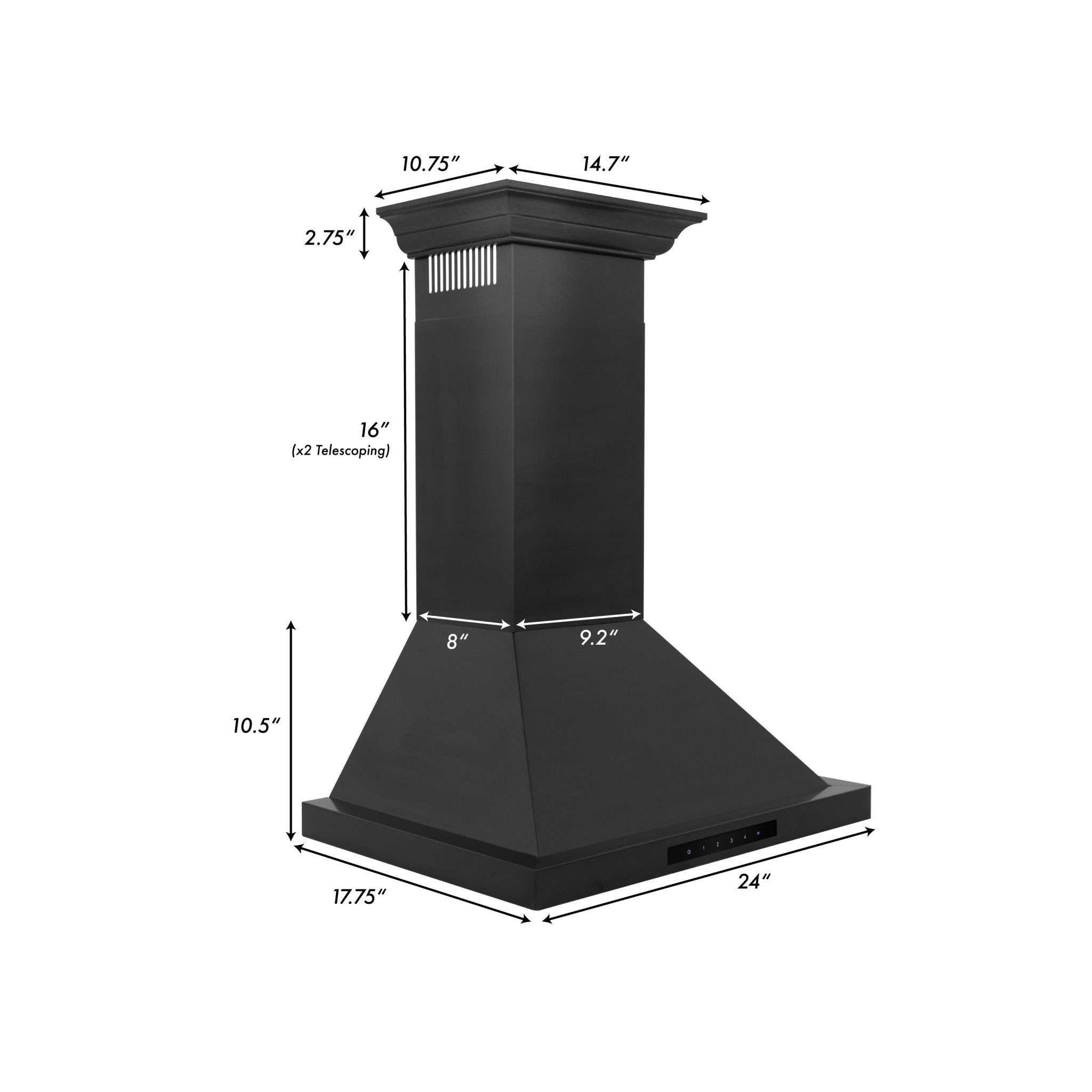 ZLINE 30 in. Wall Mount Range Hood Convertible Black Stainless Steel Crown Molding 400 CFM (BSKBNCRN-30)