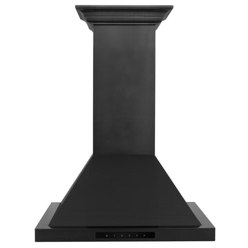 ZLINE 30 in. Wall Mount Range Hood Convertible Black Stainless Steel Crown Molding 400 CFM (BSKBNCRN-30)