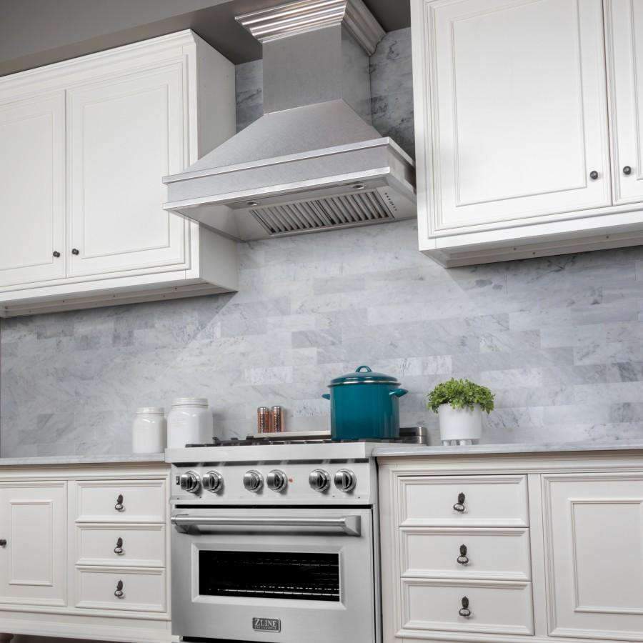 ZLINE 30 in. Wall Mount Range Hood 700 CFM Satin Stainless Steel Designer Series Ducted Vent (8656S-30)