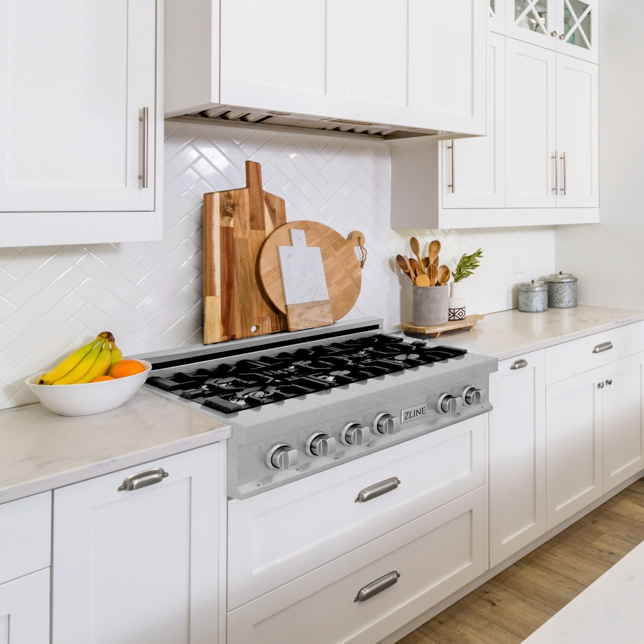 ZLINE 30" Legacy Gas Rangetop with 4 Burners and Porcelain Cooktop in Satin Stainless Steel with Griddle, RTS-GR-30