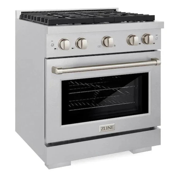 ZLINE 30-Inch Paramount Gas Range 4.2 cu. ft. Convection Oven with 4 Burners, Satin Stainless Steel (SGRS-30)