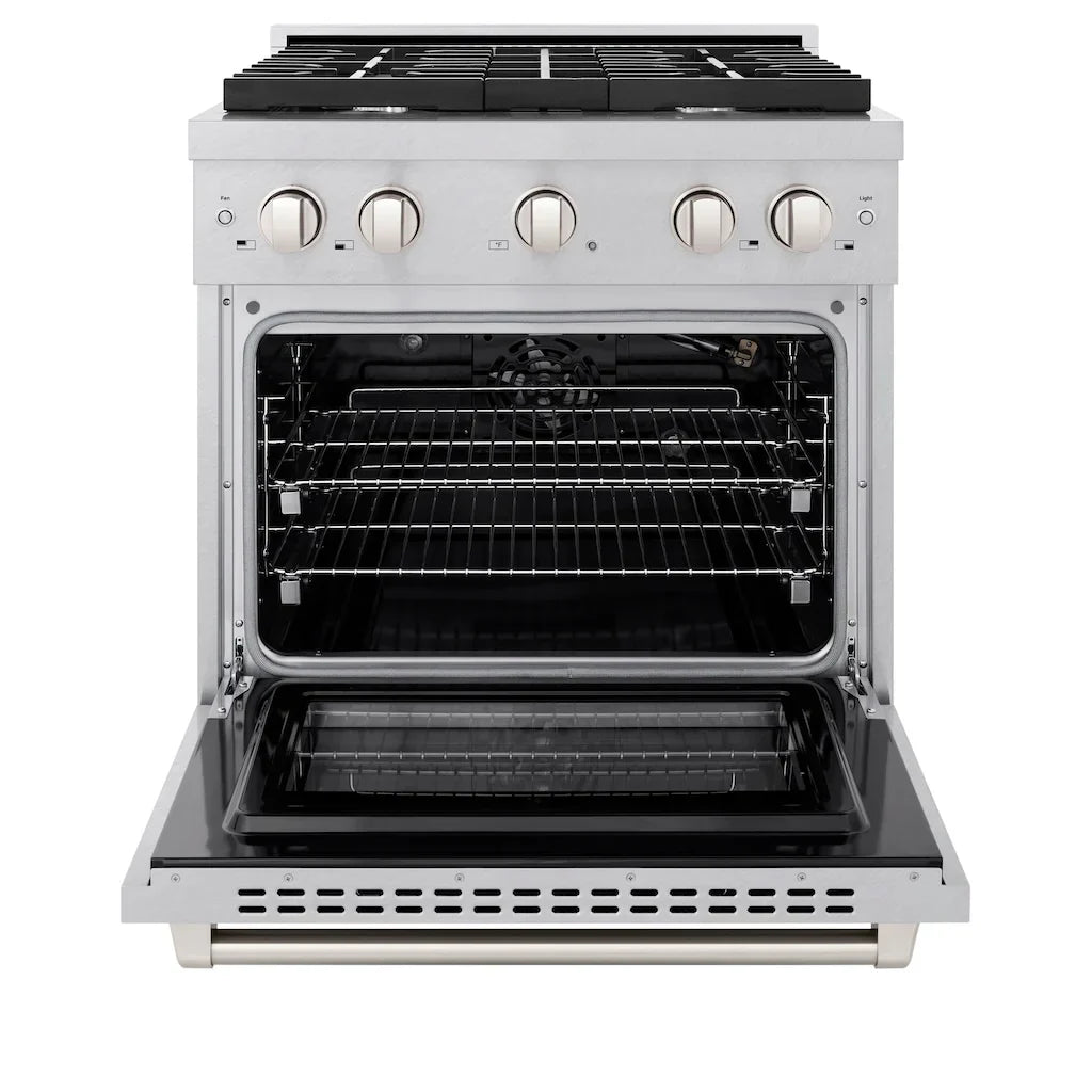 ZLINE 30-Inch Paramount Gas Range 4.2 cu. ft. Convection Oven with 4 Burners, Satin Stainless Steel (SGRS-30)