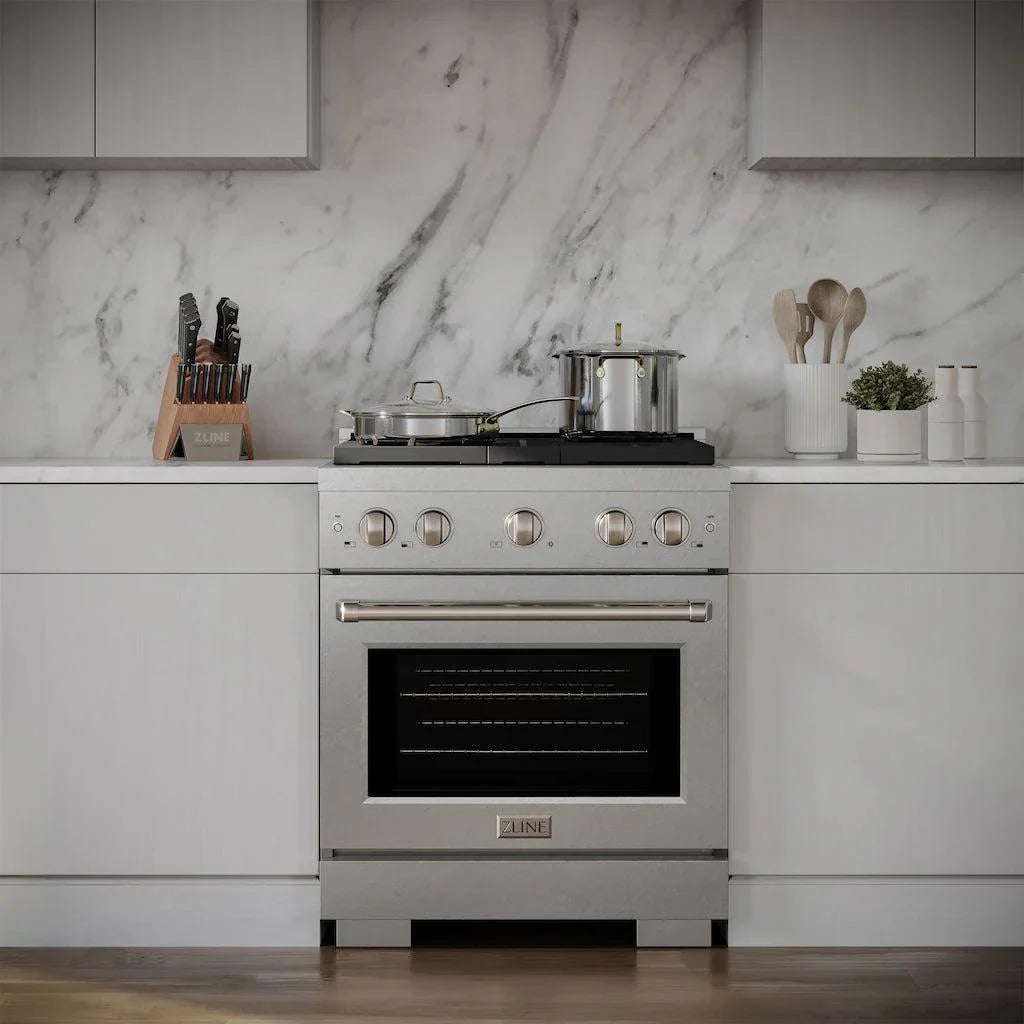 ZLINE 30-Inch Paramount Gas Range 4.2 cu. ft. Convection Oven with 4 Burners, Satin Stainless Steel (SGRS-30)