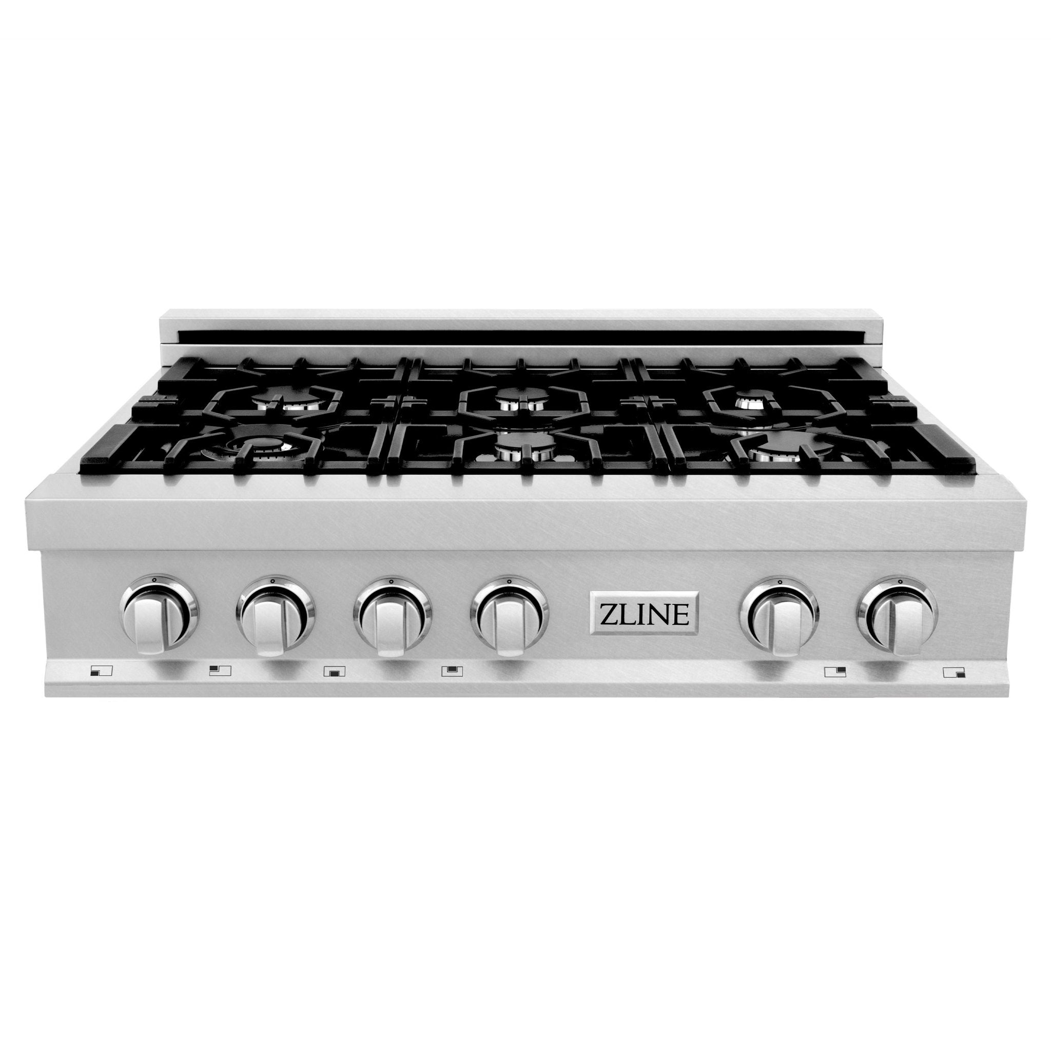 ZLINE 36" Legacy Gas Rangetop with 6 Burners and Porcelain Cooktop in Satin Stainless Steel with Griddle, RTS-GR-36