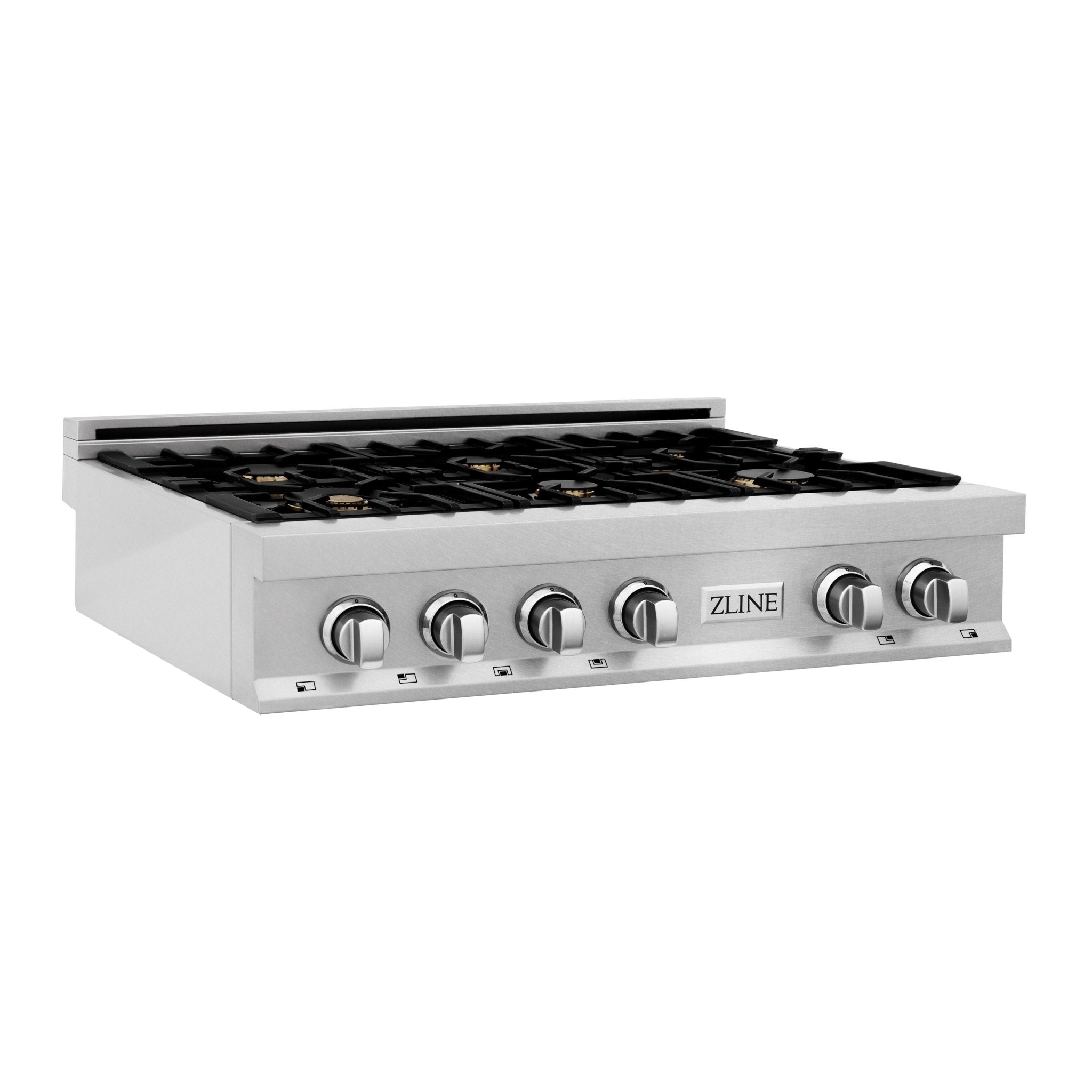 ZLINE 36" Legacy Gas Rangetop with 6 Burners and Porcelain Cooktop in Satin Stainless Steel with Griddle, RTS-GR-36