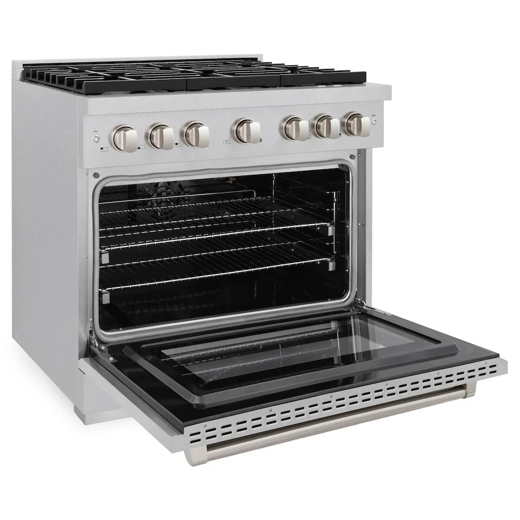 ZLINE 36 in. Paramount Gas Range with 6 Brass Burners and 5.2 cu. ft. Convection Gas Oven in Satin Stainless Steel (SGRS-BR-36)