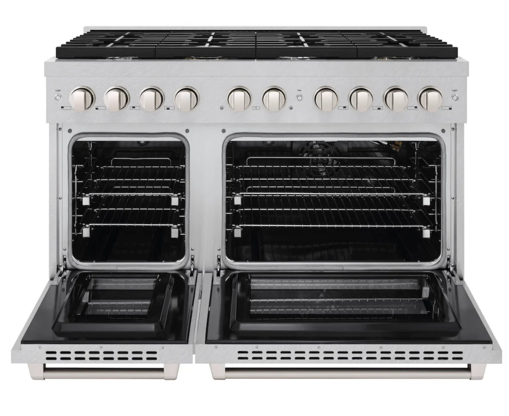 ZLINE 48 in. Paramount Double Oven Gas Range with 8 Burners, 6.7 cu. ft., Satin Stainless Steel (SGRS-48)