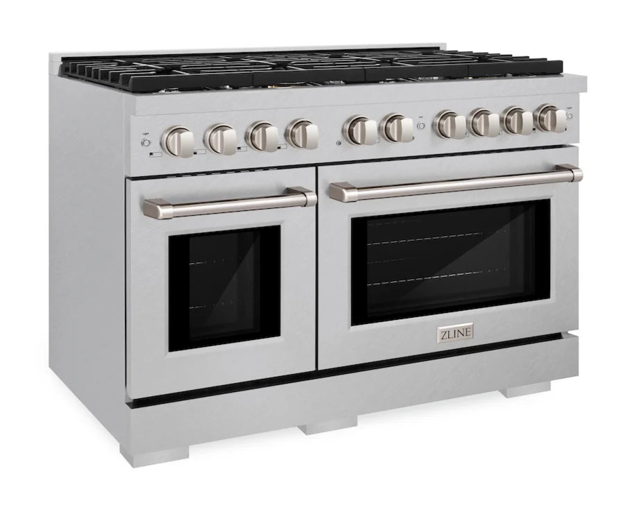 ZLINE 48 in. Paramount Double Oven Gas Range with 8 Burners, 6.7 cu. ft., Satin Stainless Steel (SGRS-48)