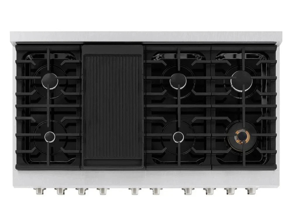 ZLINE 48 in. Paramount Double Oven Gas Range with 8 Burners, 6.7 cu. ft., Satin Stainless Steel (SGRS-48)