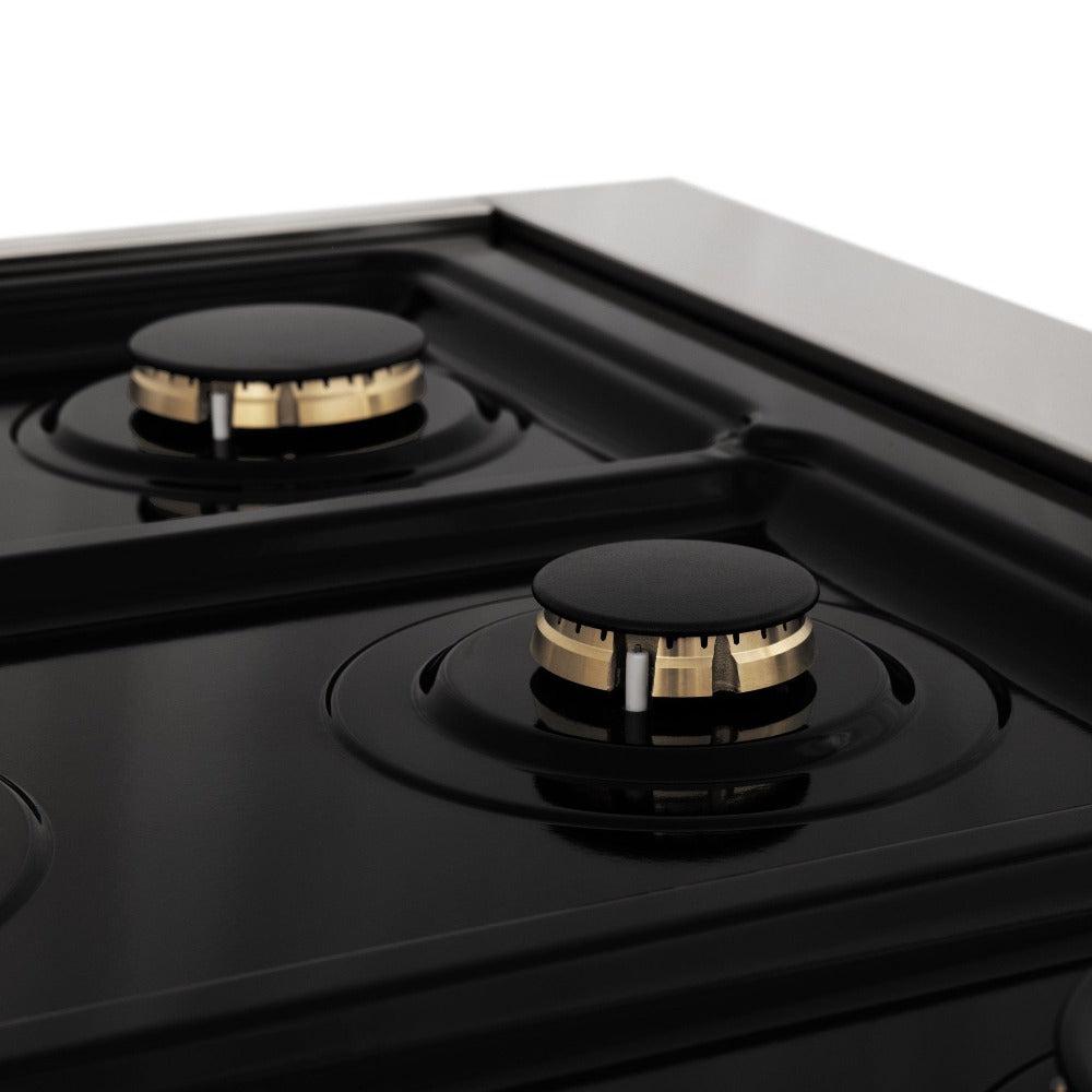 ZLINE Autograph Edition 36 in. 4.6 cu. ft. Dual Fuel Range with Gas Cooktop and Electric Convection Oven in Stainless Steel with Black Matte Accents (RAZ-36-MB)