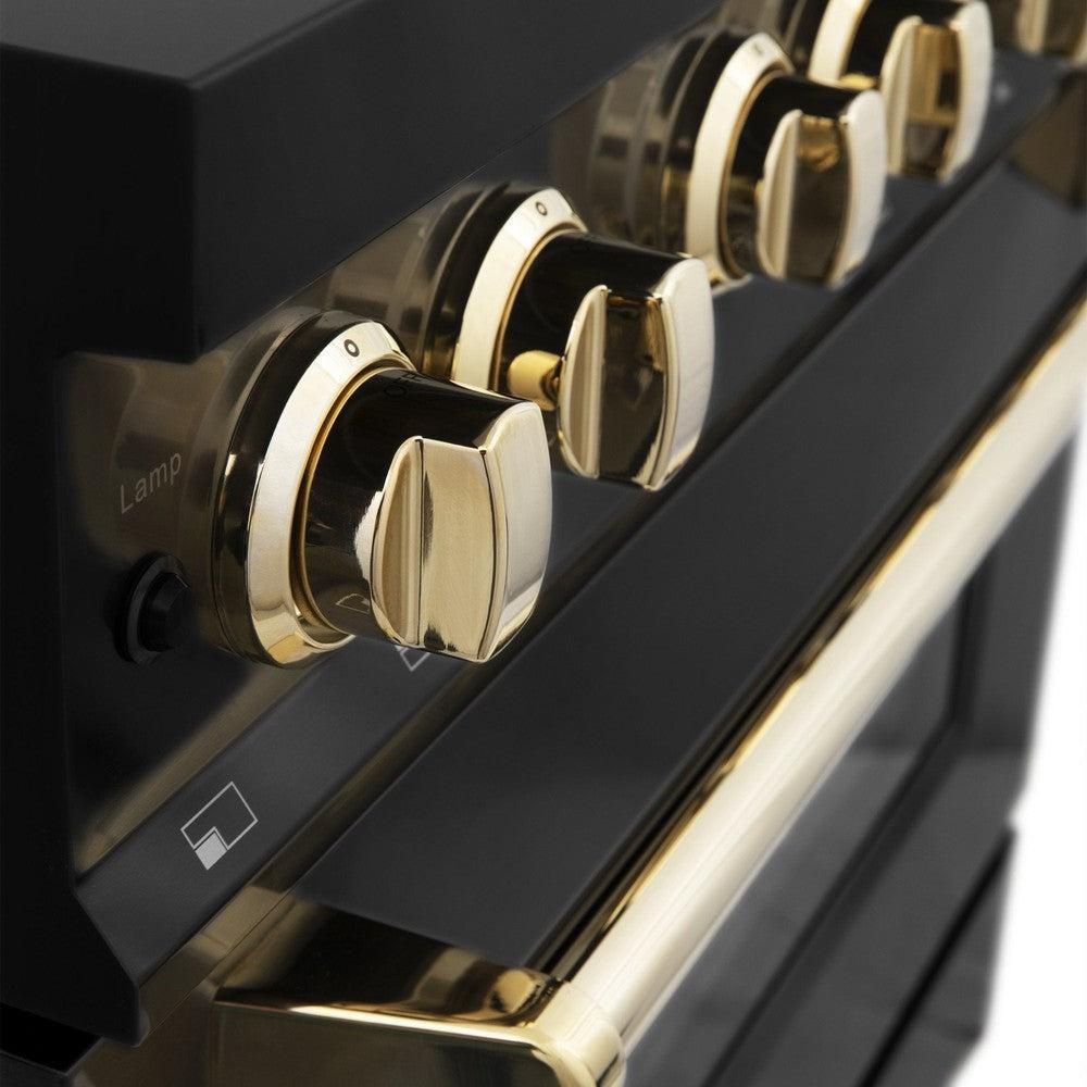 ZLINE Autograph 48-Inch Dual Fuel Range, 6.0 Cu. Ft., Black Stainless Steel with Gold Accents (RABZ-48-G)