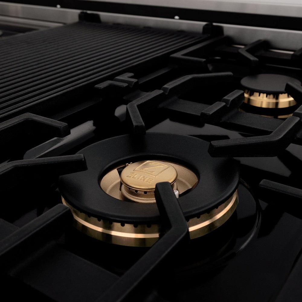 ZLINE Autograph Edition 48 in. 6.0 cu. ft. Dual Fuel Range with Gas Cooktop and Electric Convection Oven in Stainless Steel with White Matte Door and Matte Black Accents (RAZ-WM-48-MB)