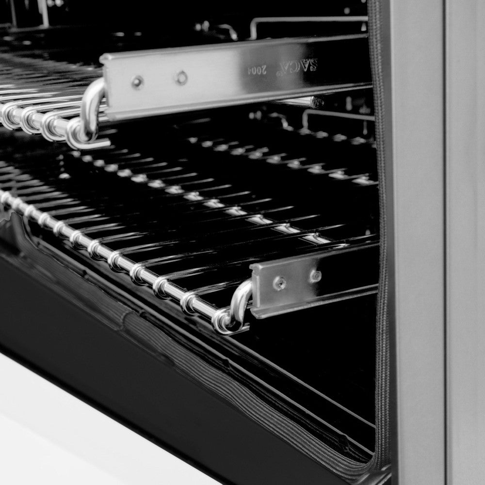 ZLINE Autograph Edition 48 in. 6.0 cu. ft. Dual Fuel Range with Gas Cooktop and Electric Convection Oven in Stainless Steel with White Matte Door and Matte Black Accents (RAZ-WM-48-MB)