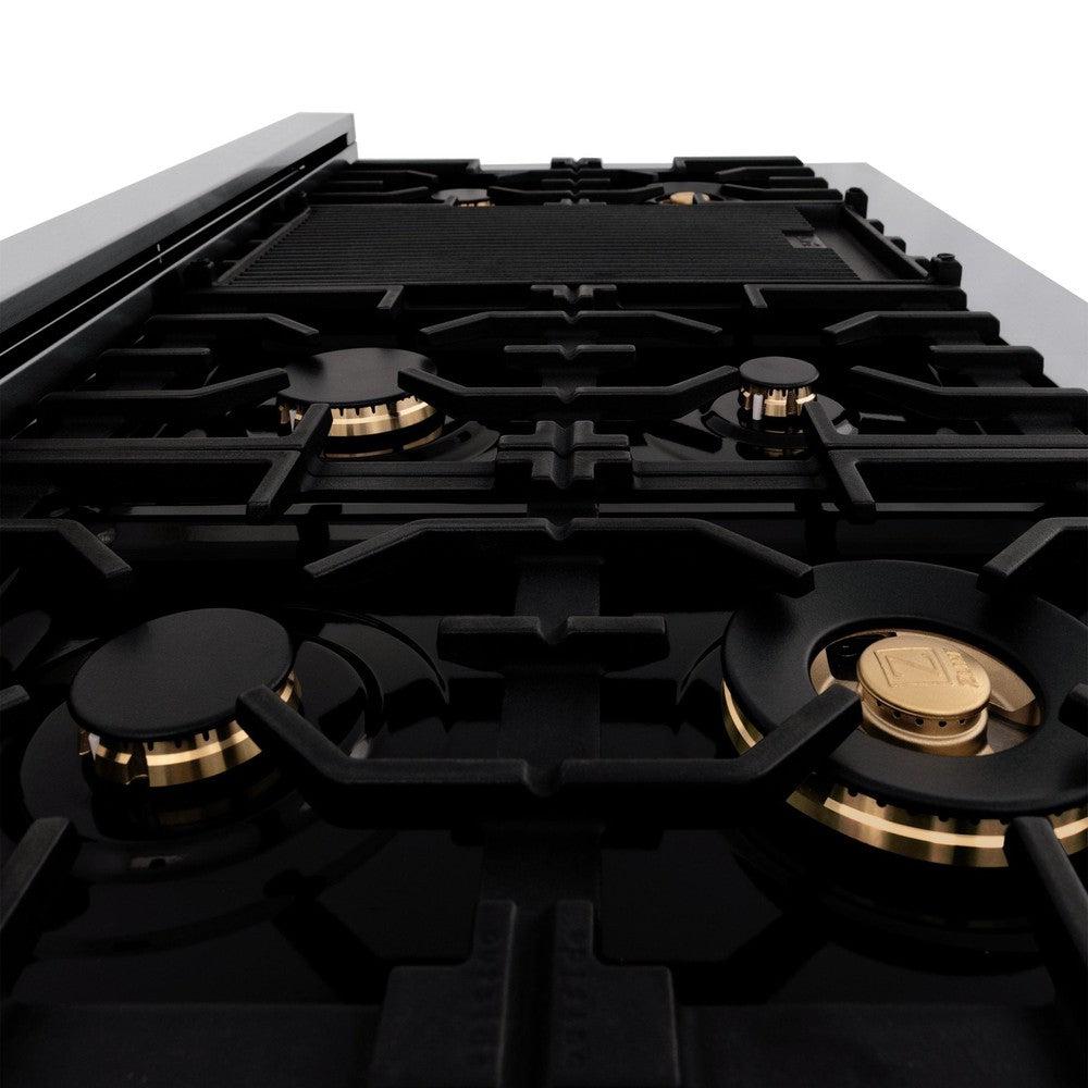 ZLINE Autograph Edition 48 in. 6.0 cu. ft. Dual Fuel Range with Gas Cooktop and Electric Convection Oven in Stainless Steel with White Matte Door and Matte Black Accents (RAZ-WM-48-MB)