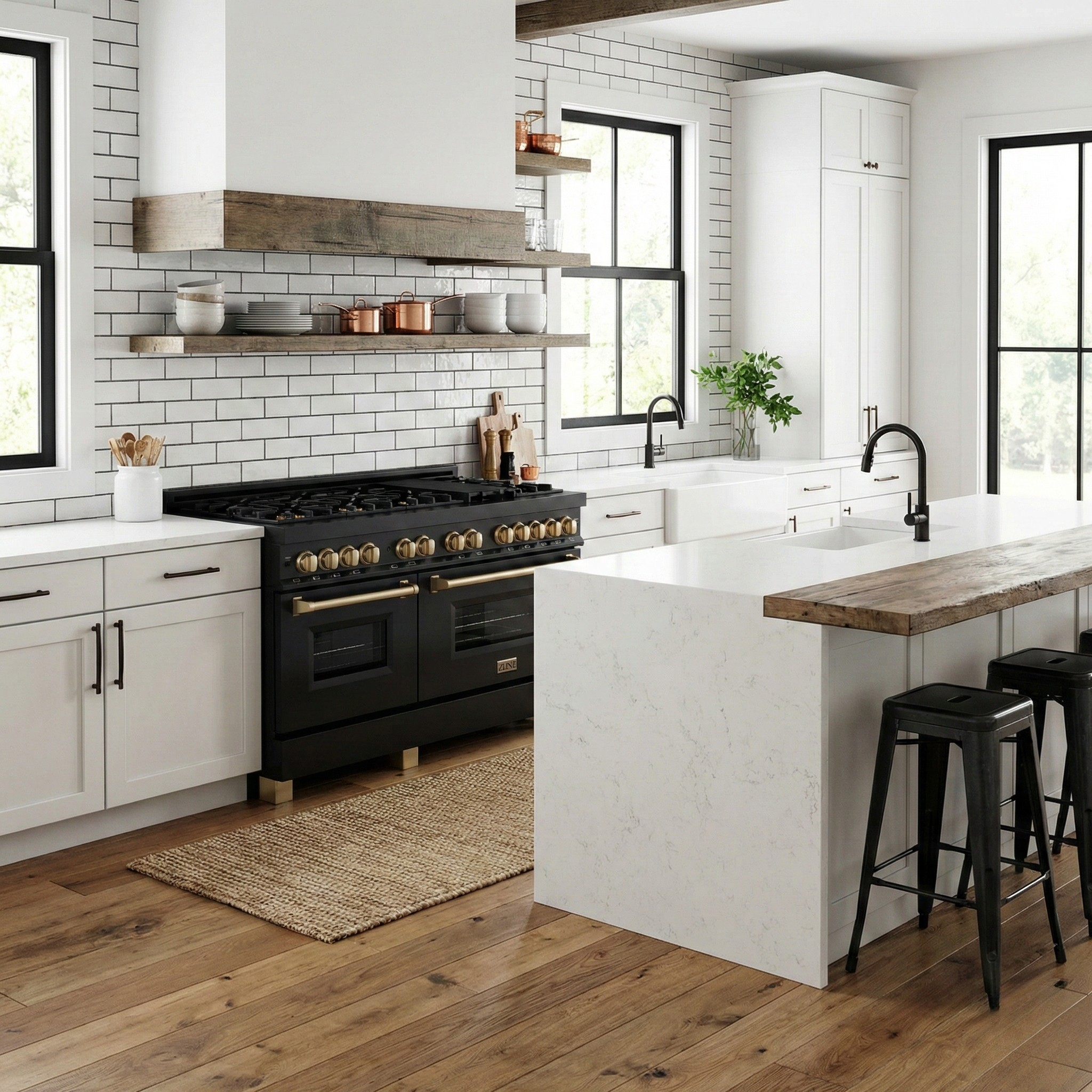 ZLINE Autograph 60 in. 7.4 cu. ft. Dual Fuel Range in Black Stainless Steel with Champagne Bronze Accents (RABZ-60-CB)