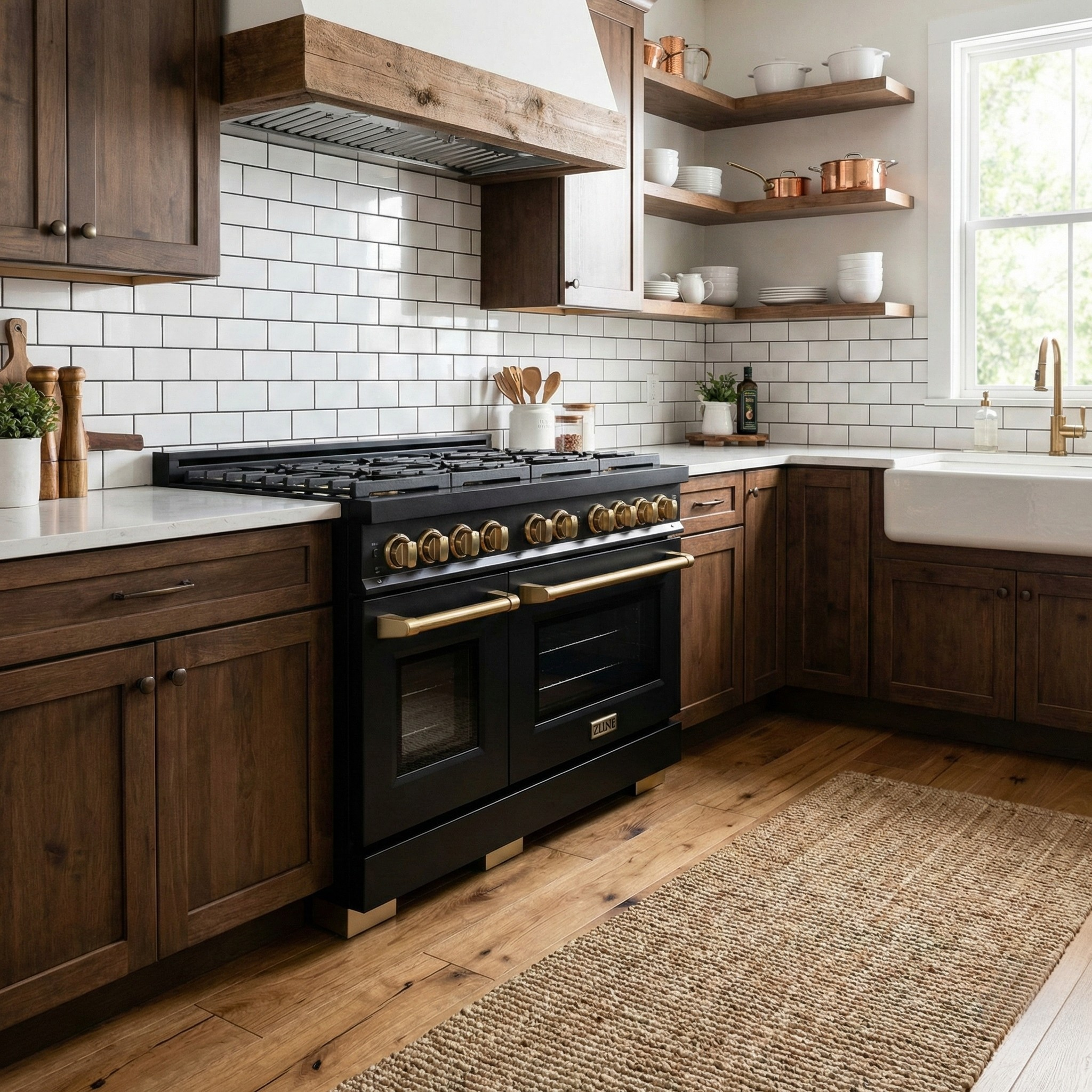 ZLINE Autograph Edition 48 in. Paramount Double Oven Dual Fuel Range with 8 Gas Burners in Black Stainless Steel with Champagne Bronze Accents, 6.7 cu. ft., SDRBZ-48-CB