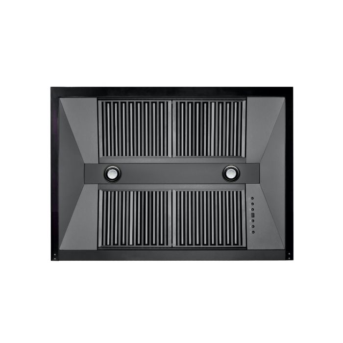 ZLINE 48 in Wall Mount Range Hood 700 CFM Black Stainless Steel LED Lighting Baffle Filters (BS655N-48)