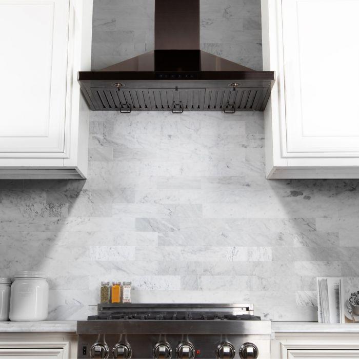 ZLINE 48 in. Wall Mount Range Hood Convertible Vent Black Stainless Steel 400 CFM (BSKBN-48)