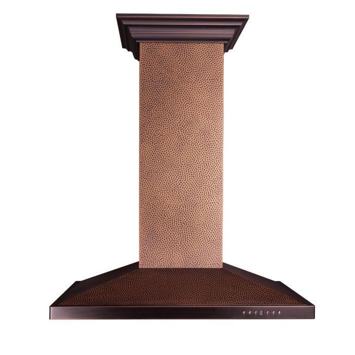 ZLINE 36 Inch Island Range Hood Hand-Hammered Copper Finish High-Performance Ventilation (8GL2Hi-36)