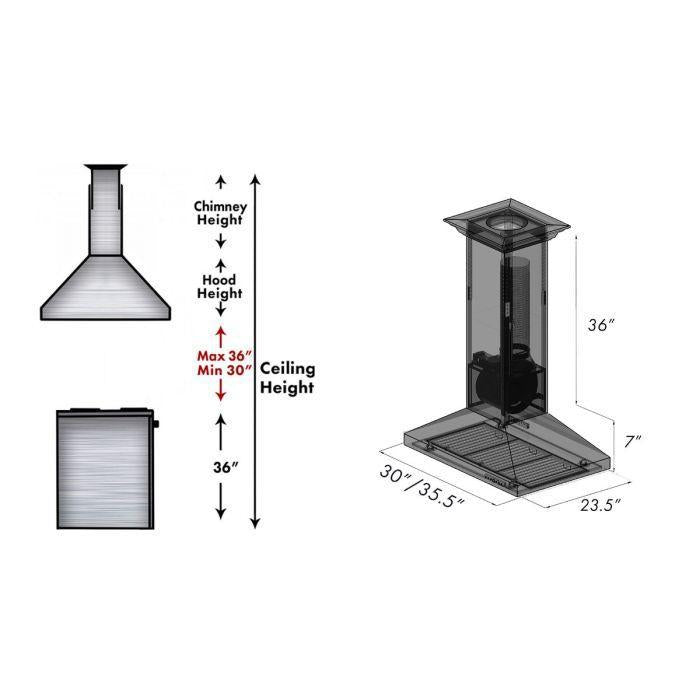 ZLINE 36 Inch Island Range Hood Hand-Hammered Copper Finish High-Performance Ventilation (8GL2Hi-36)