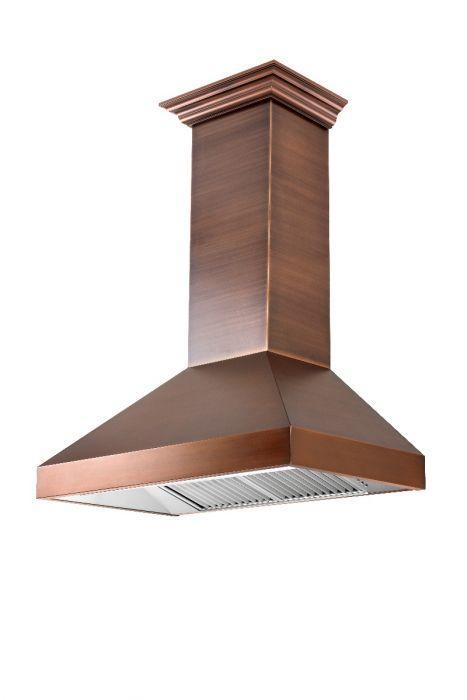 ZLINE 48 Inch Wall Mount Range Hood Copper Finish with Crown Molding (8667C-48)