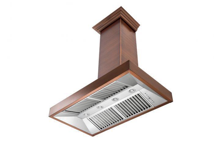 ZLINE 48 Inch Wall Mount Range Hood Copper Finish with Crown Molding (8667C-48)