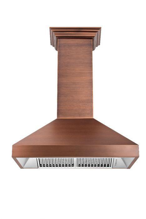 ZLINE 48 Inch Wall Mount Range Hood Copper Finish with Crown Molding (8667C-48)