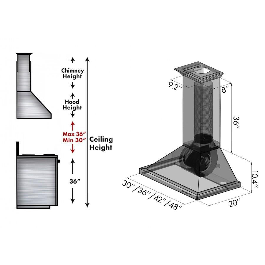 ZLINE 36 in Wall Mount Range Hood Oil-Rubbed Bronze Finish 400 CFM (8KBB-36)