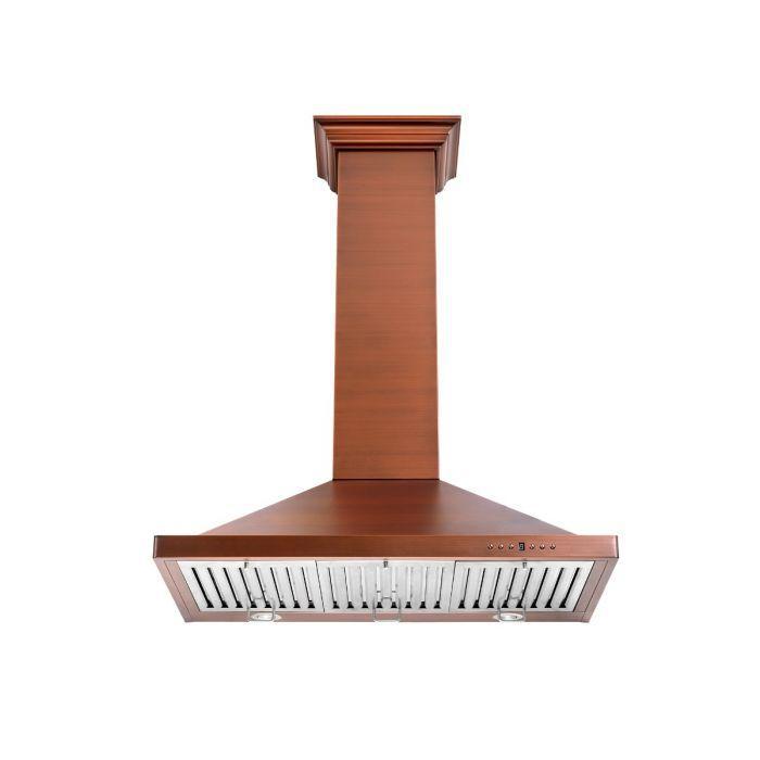ZLINE 36 Inch Wall Mount Range Hood Copper Finish 400 CFM 4-Speed Fan (8KBC-36)