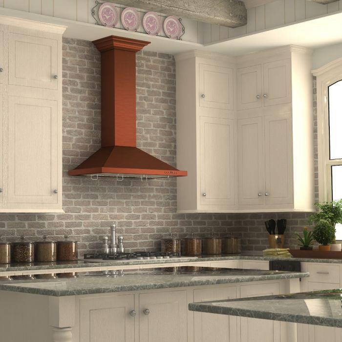 ZLINE 36 Inch Wall Mount Range Hood Copper Finish 400 CFM 4-Speed Fan (8KBC-36)