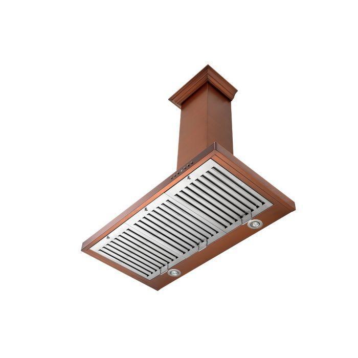 ZLINE 36 Inch Wall Mount Range Hood Copper Finish 400 CFM 4-Speed Fan (8KBC-36)