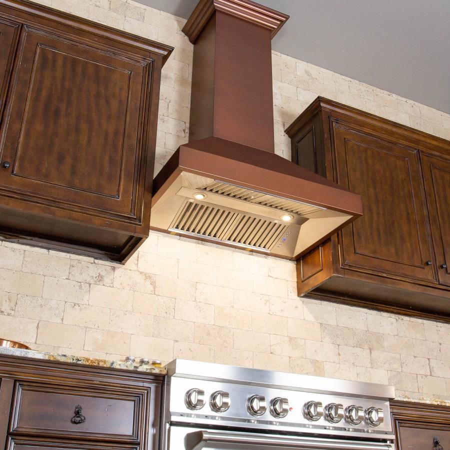 ZLINE 36 in. Wall Mount Range Hood with Crown Molding, Copper Finish (8667C-36)