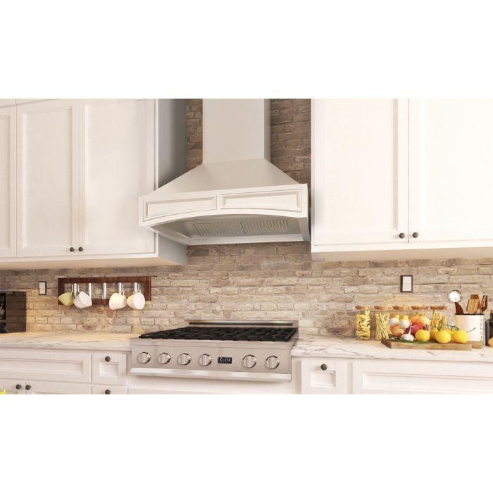 ZLINE 30 in. Wooden Wall Mount Range Hood Cottage White 400 CFM Designer Series (321TT-30)