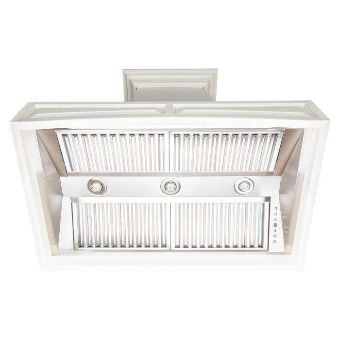 ZLINE 36 in. Wall Mount Range Hood Designer Wooden Cottage White (321TT-36)