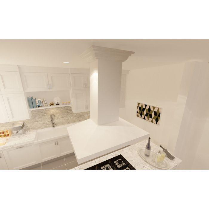 ZLINE 36 in. Island Range Hood Wooden White Designer Series with Crown Molding (KBiTT-36)