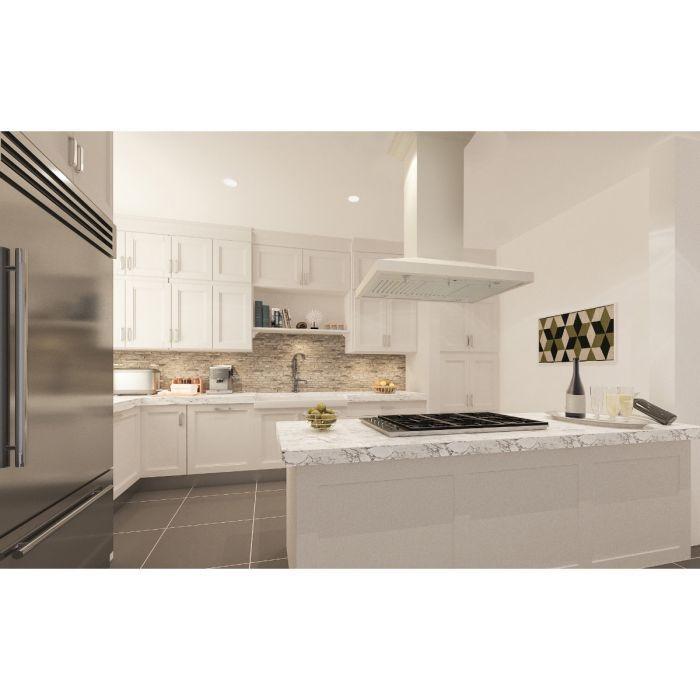 ZLINE 36 in. Island Range Hood Wooden White Designer Series with Crown Molding (KBiTT-36)