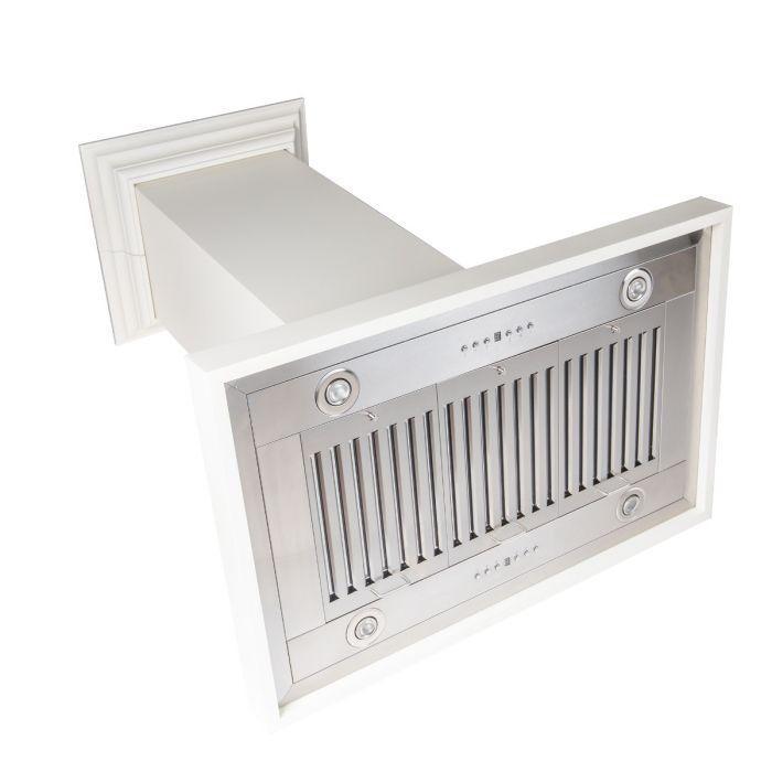 ZLINE 36 in. Island Range Hood Wooden White Designer Series with Crown Molding (KBiTT-36)