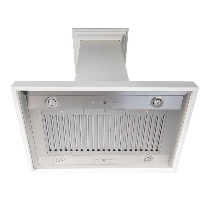 ZLINE 36 in. Island Range Hood Wooden White Designer Series with Crown Molding (KBiTT-36)