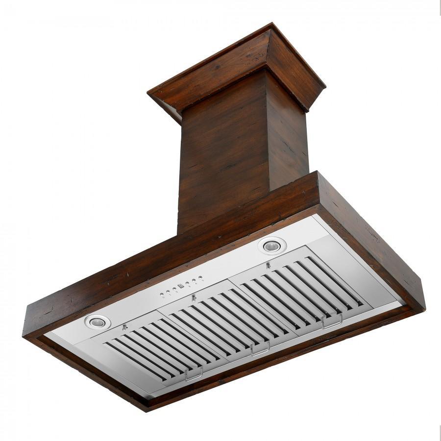 ZLINE 36 in. Wall Mount Range Hood Wooden Walnut Finish 400 CFM Designer Kitchen Ventilation (KBRR-36)