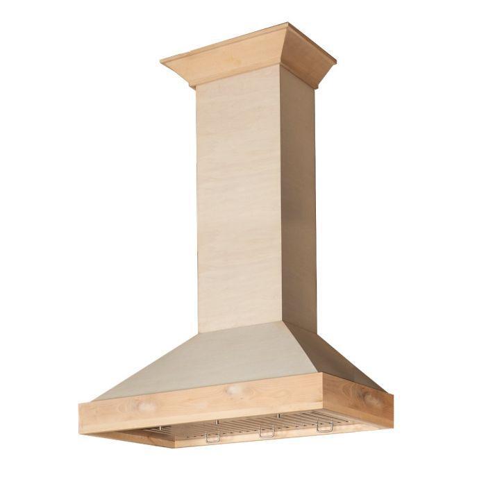 ZLINE 36 in. Wall Mount Range Hood – Unfinished Wood, Customizable Design (KBUF-36)