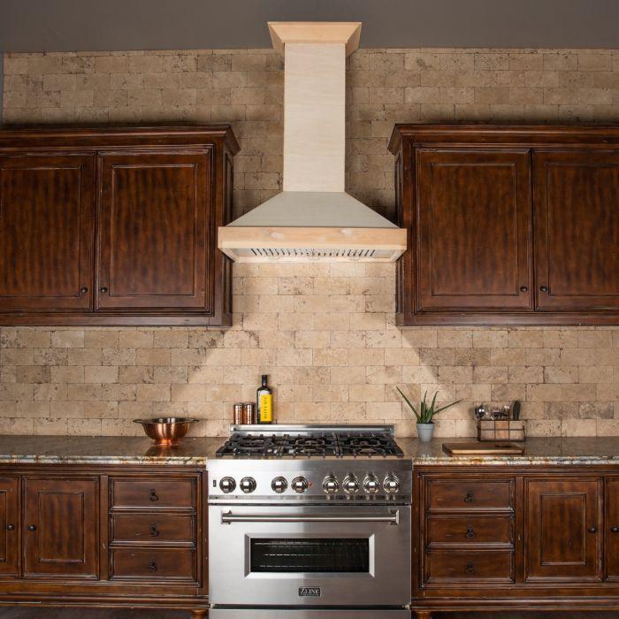 ZLINE 48 in. Wall Mount Range Hood Wooden Unfinished Finish High-Performance Ventilation (KBUF-48)